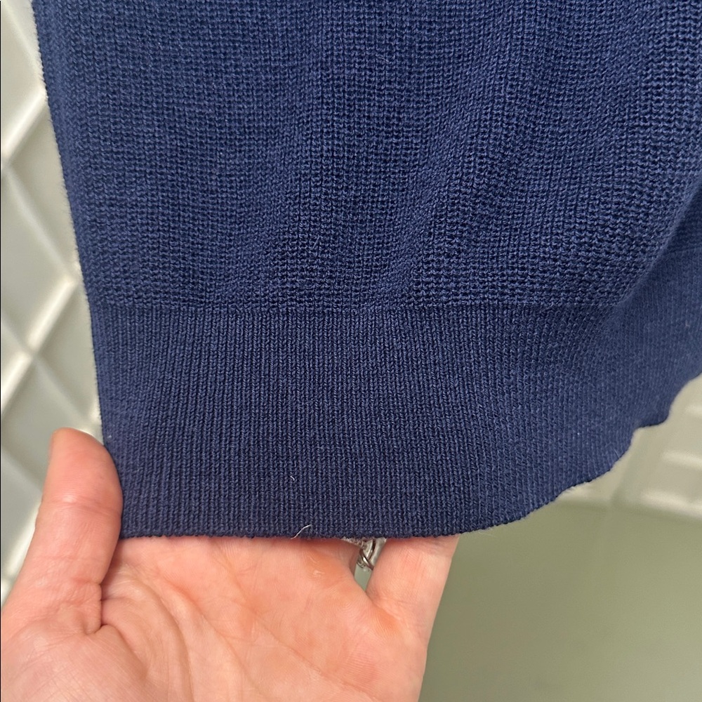 State Cashmere Short Sleeve Knit V-Neck Top in Navy Blue Med EUC - Picture 6 of 9